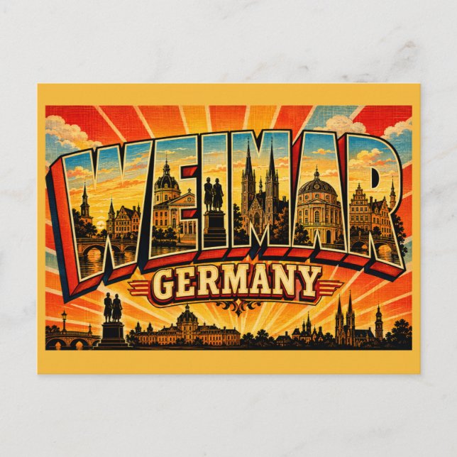 Postal Monumento Weimar Alemania Goethe Schiller (Anverso)