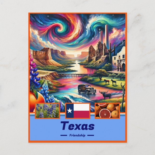 Postal Monumentos emblemáticos de Texas y naturaleza (Anverso)