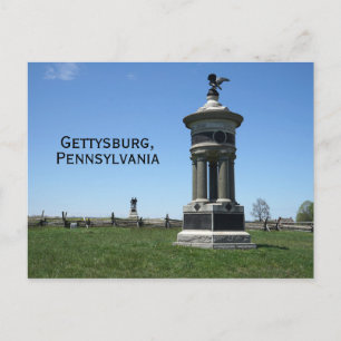Postal Monumentos en el campo de batalla de Gettysburg