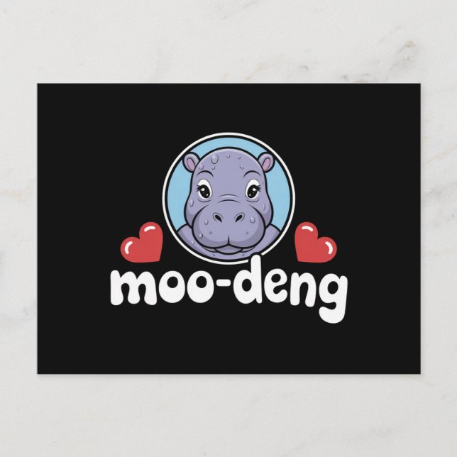 Postal Moo Deng Bouncy Pig en un bebé con foto tailandesa (Anverso)