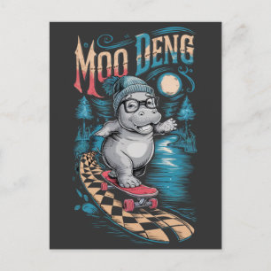 Postal Moo Deng Hippo encantador