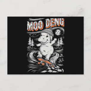 Postal Moo Deng: Jugador Hippo montando una skateboard