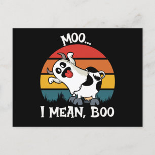 Postal Moo, me refiero a Boo Gracioso Fantasma Vaca Hallo