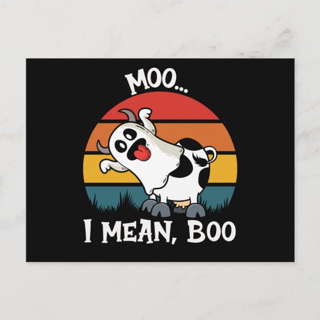 Postal Moo, me refiero a Boo Gracioso Fantasma Vaca Hallo (Anverso)