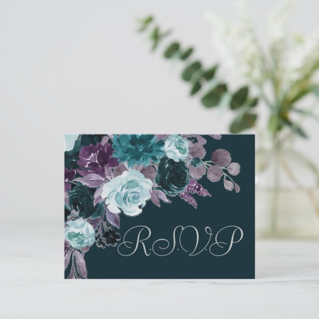 Postal Moody Boho | Profunda respuesta Verde azulada turq (Anverso de pie)