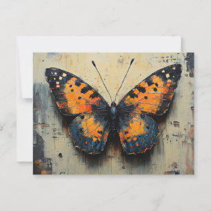 Postal Moody Butterfly sobre una pared angustiada