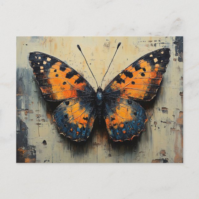 Postal Moody Butterfly sobre una pared angustiada (Anverso)