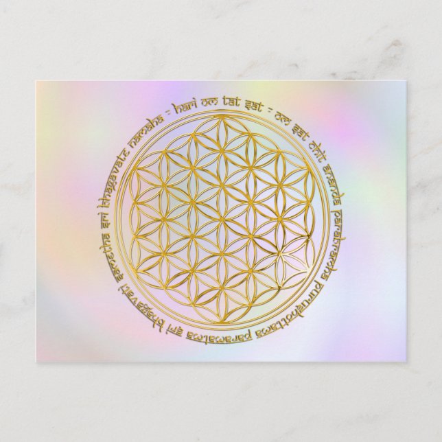 Postal Moola Mantra / Blume Des Lebens | pastell (Anverso)
