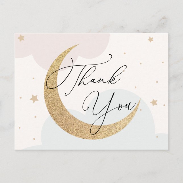 Postal Moon and Stars Baby Shower Gracias (Anverso)
