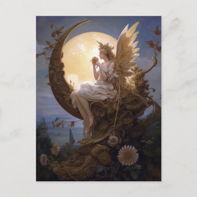 Postal Moon Angel Fantasy Art (Anverso)