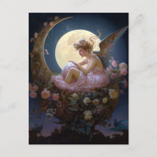 Postal Moon Angel Fantasy Art (Anverso)