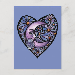 Postal Moon Goddess de flores moradas Moonchild