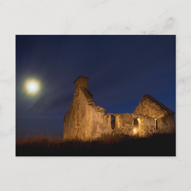 Postal Moon Over Cottage Ruins | County Galway, Ireland (Anverso)