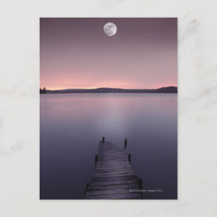 Postal Moon Over Lake