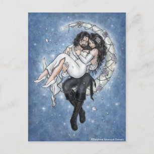 Postal Moon Riders Romantic Love Postcard