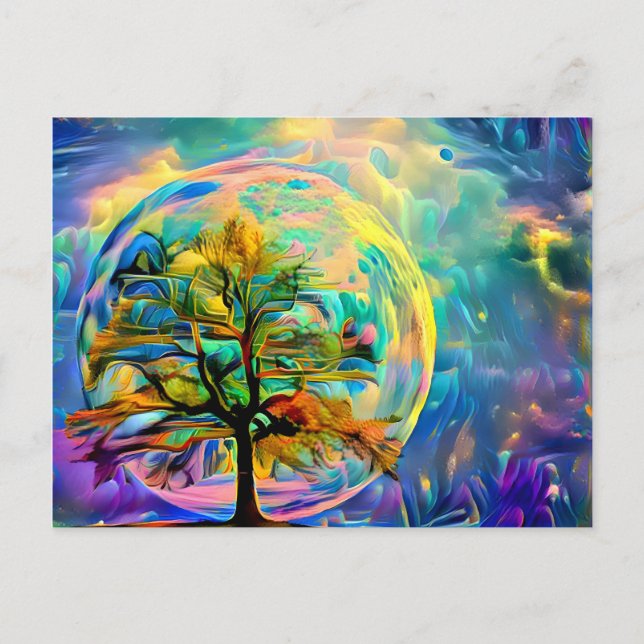 Postal Moon Tree Meadow PERSONALIZADO Notecard OWN ART (Anverso)