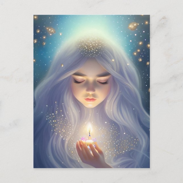 Postal Moonflower con una vela (Anverso)