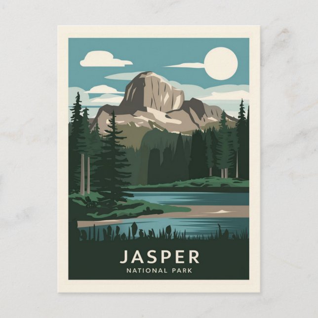 Postal Moonlight del Parque Nacional Jasper (Anverso)