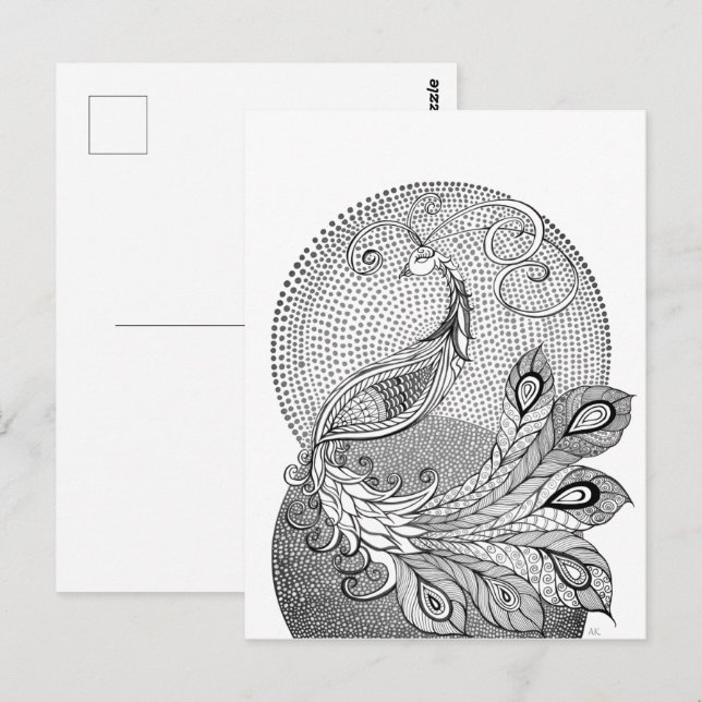 Postal Moonlight Peacock (Anverso / Reverso)