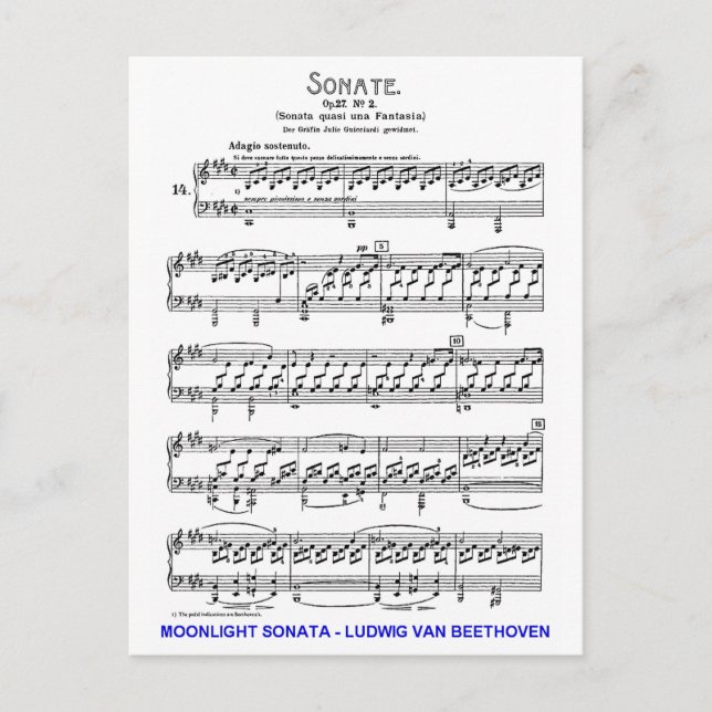 Postal Moonlight-Sonata-Ludwig-Beethoven (Anverso)