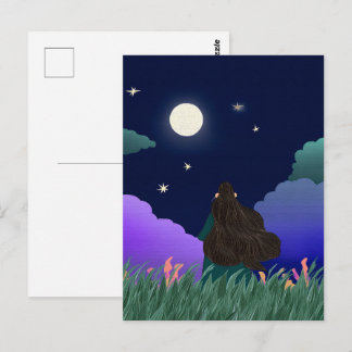 Postal Moonlit Dreamer Girl Postcard