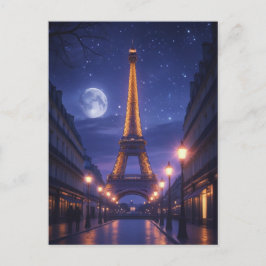 Postal Moonlit Paris – Romantic Eiffel Tower Night