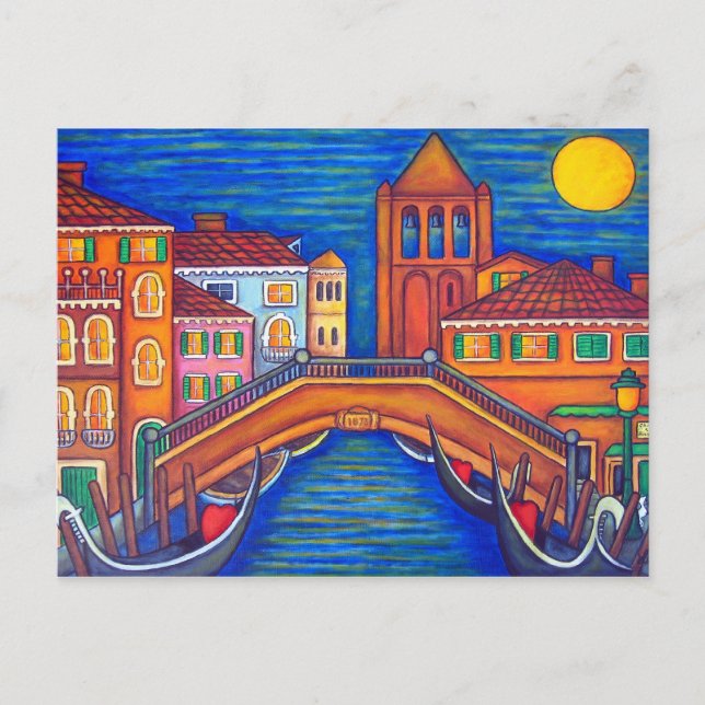 Postal Moonlit San Barnaba, Venecia Post Card Card (Anverso)