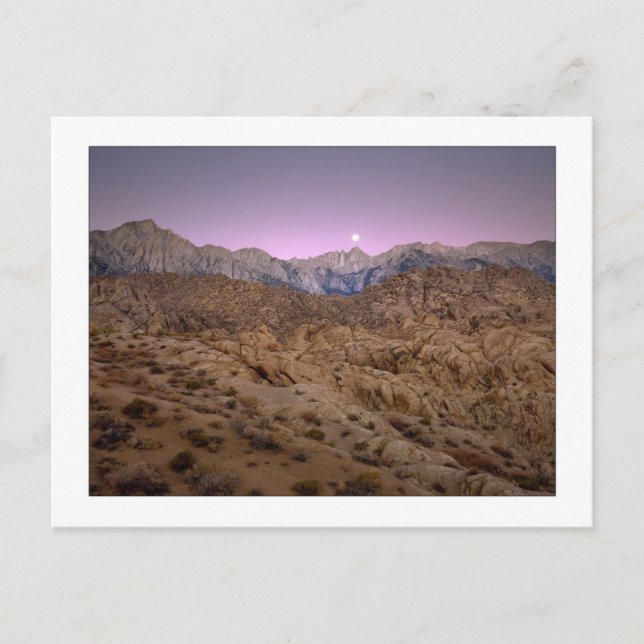 Postal "Moonset en Mt. Whitney " (Anverso)
