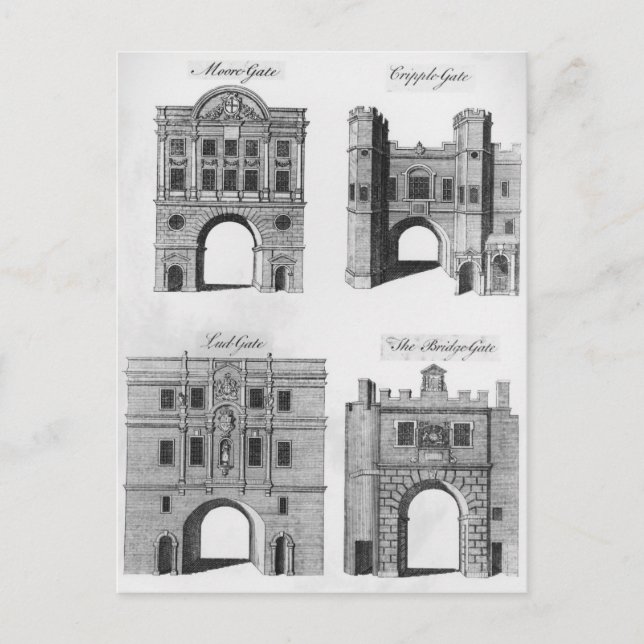 Postal Moorgate, Criplplegate, Bridgegate Ludgate (Anverso)
