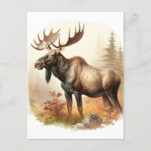 Postal Moose acuarela