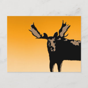 Postal Moose al atardecer - Original Wildlife Art