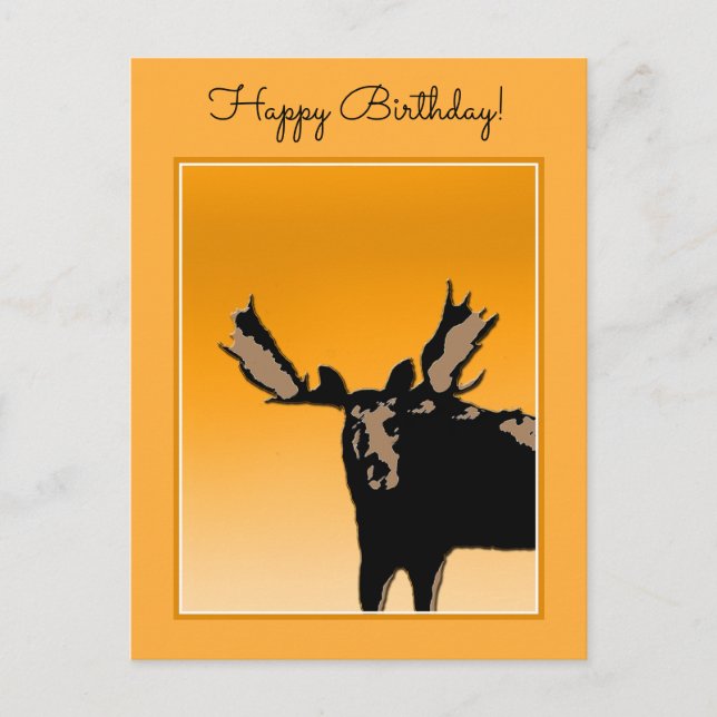 Postal Moose al atardecer - Original Wildlife Art (Anverso)
