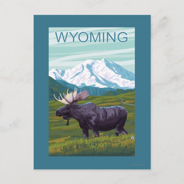 Postal Moose con MountainWyoming (Anverso)