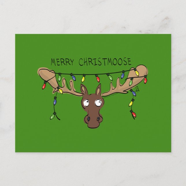 Postal Moose Cute Funny Navidades (Anverso)