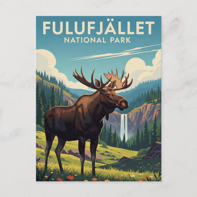 Postal Moose en el Parque Nacional Fulufjället Viajes de  (Anverso)