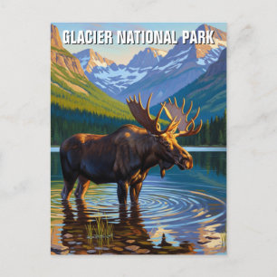 Postal Moose en el Parque Nacional Glaciar