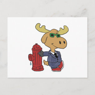 Postal Moose gracioso con traje azul   elegir color de fo