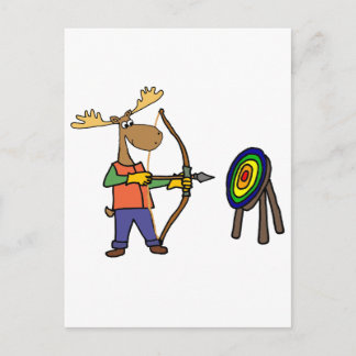 Postal Moose gracioso practicando tiro con arco