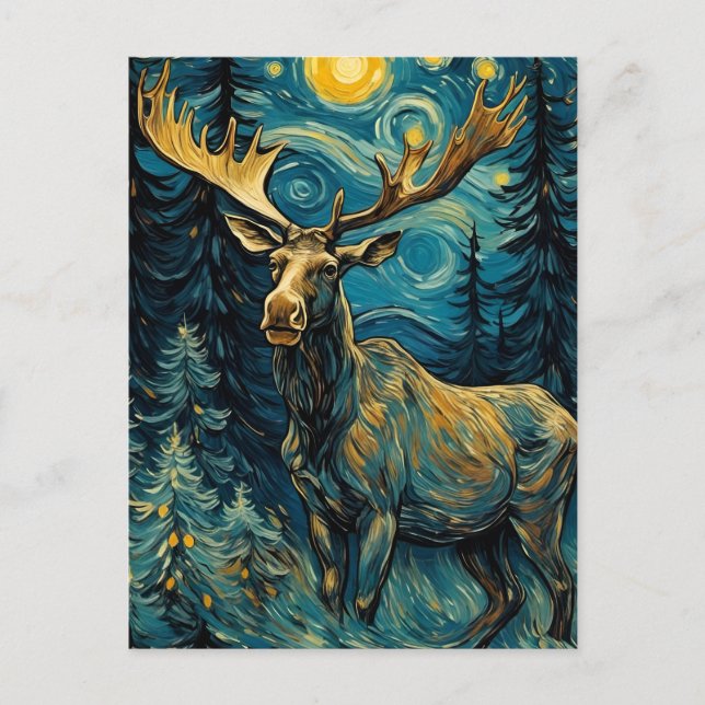 Postal Moose in the Pine Forest Van Gogh (Anverso)