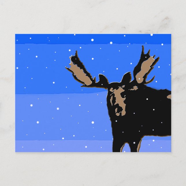 Postal Moose in Winter - Original Wildlife Art (Anverso)