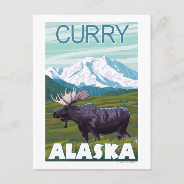 Postal Moose Scene - Curry, Alaska (Anverso)