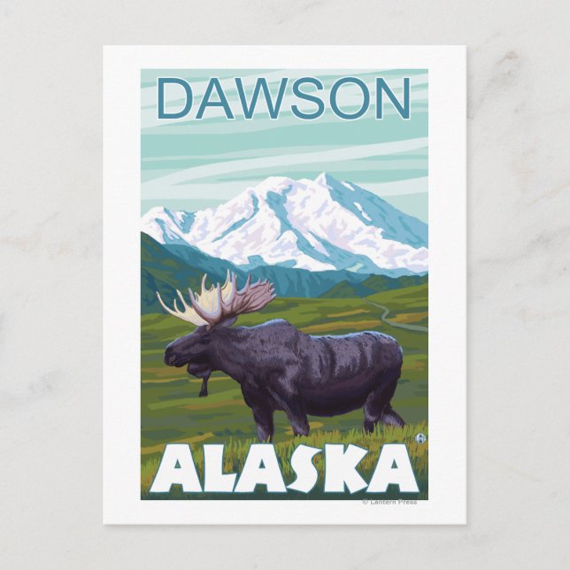 Postal Moose Scene - Dawson, Alaska (Anverso)