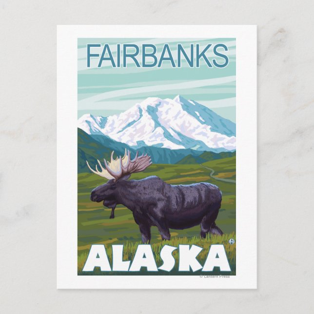 Postal Moose Scene - Fairbanks, Alaska (Anverso)