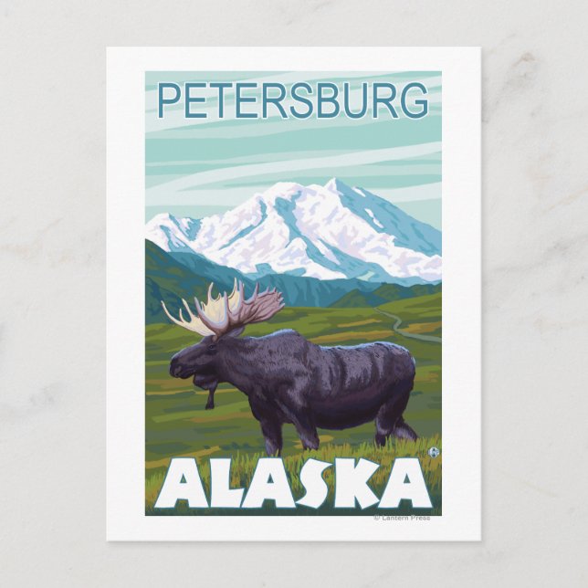 Postal Moose Scene - Petersburgo, Alaska (Anverso)
