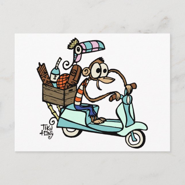 Postal Moped Monkey Beachcomber Vacaciones! (Anverso)