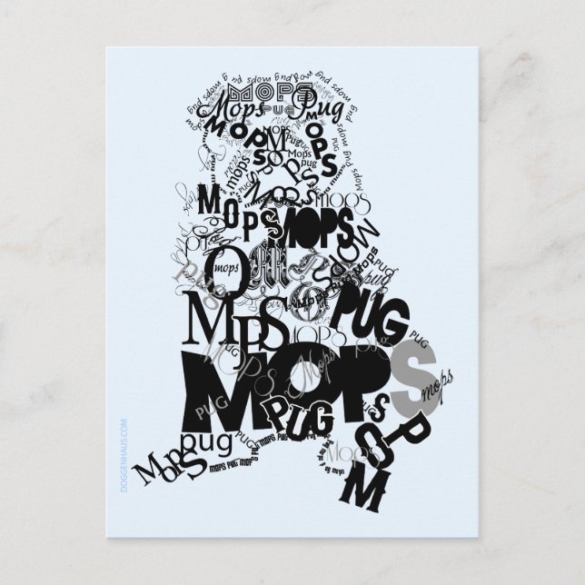 Postal Mops aus Buchstaben (Anverso)