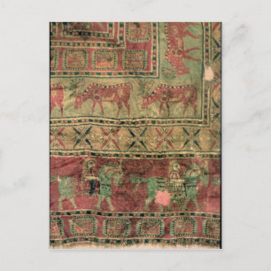 Postal Moqueta de mosaico que representa caballos y jinet