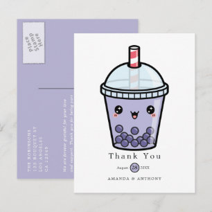 Postal Morado acuarela Floral Boda Gracias Postcard