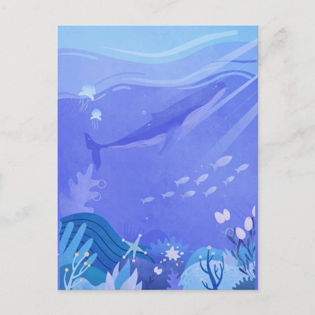 Postal Morado bajo las criaturas marinas (Anverso)