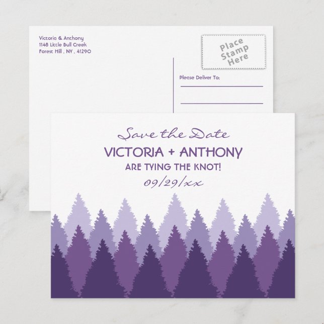 Postal Morado Bosque Rango de Bosques Boda de Woodland Ah (Anverso / Reverso)